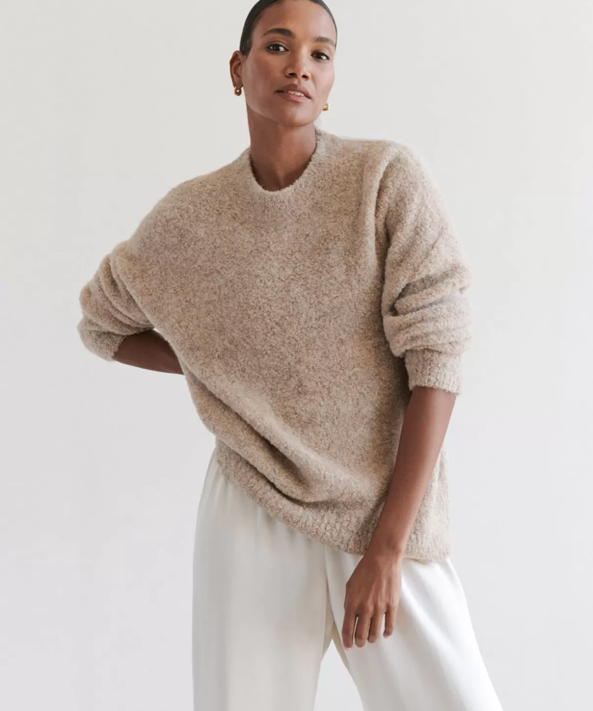 Women Jenni Kayne Alpaca Boucle Cocoon Crewneck