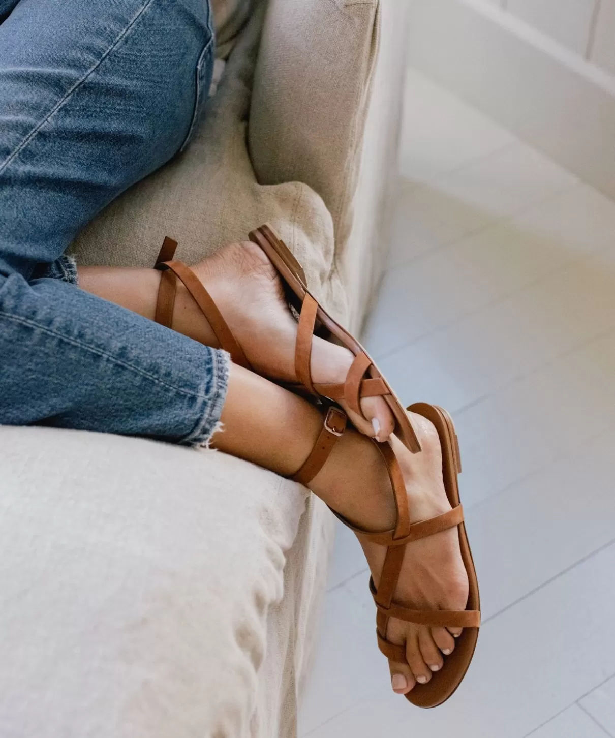 Women Jenni Kayne Oiled Leather Strappy Sandal